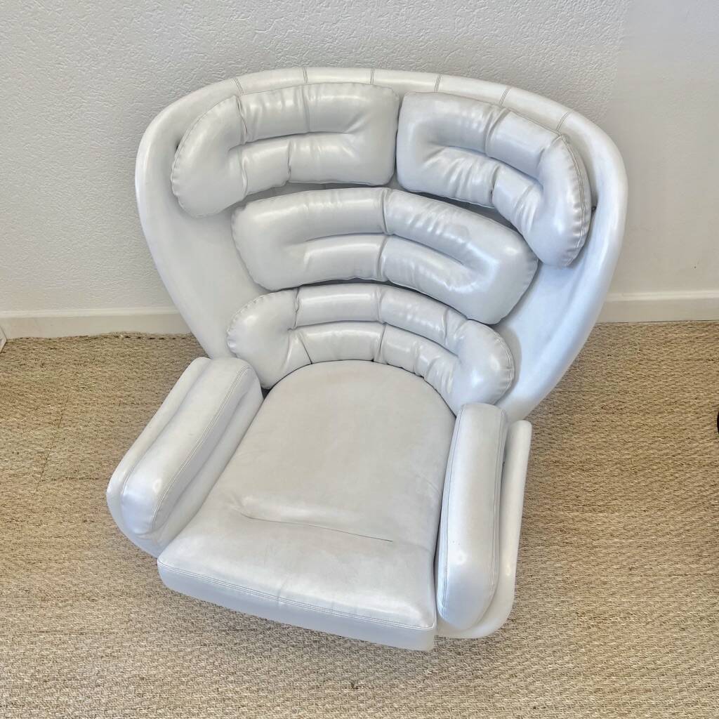 fauteuil Elda vintage de Joe Colombo en cuir blanc