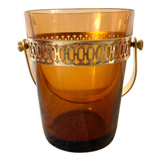 Vintage amber glass ice bucket