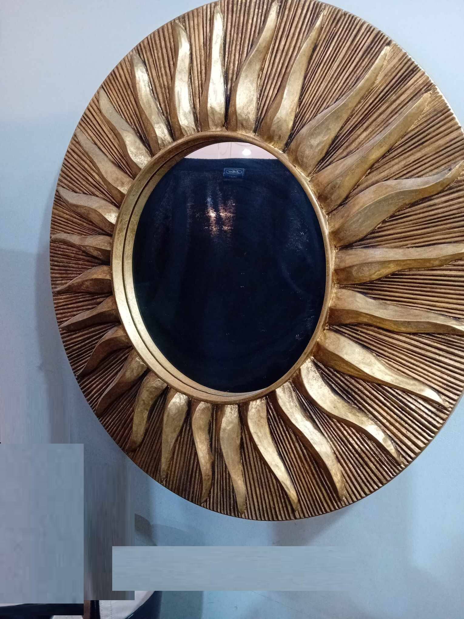 Sun mirror in gold-leaf resin from the 70s