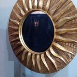 Sun mirror in gold-leaf resin from the 70s