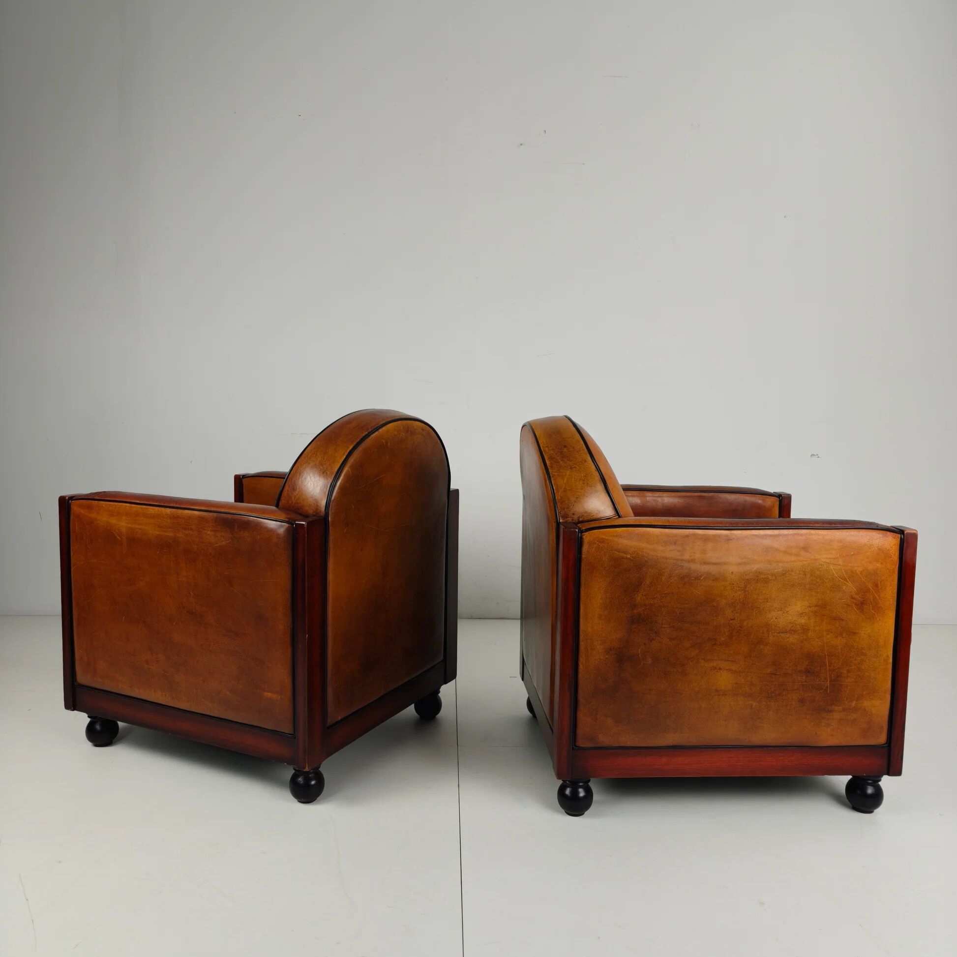 Art Deco sheepskin armchairs – set of two