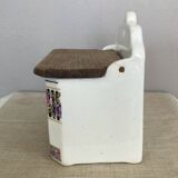 Earthenware salt cellar with rose decoration, made in Czechoslovakia, early 20th century