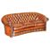 Curved Chesterfield canapé in hand-dyed vintage leather, fully restored.