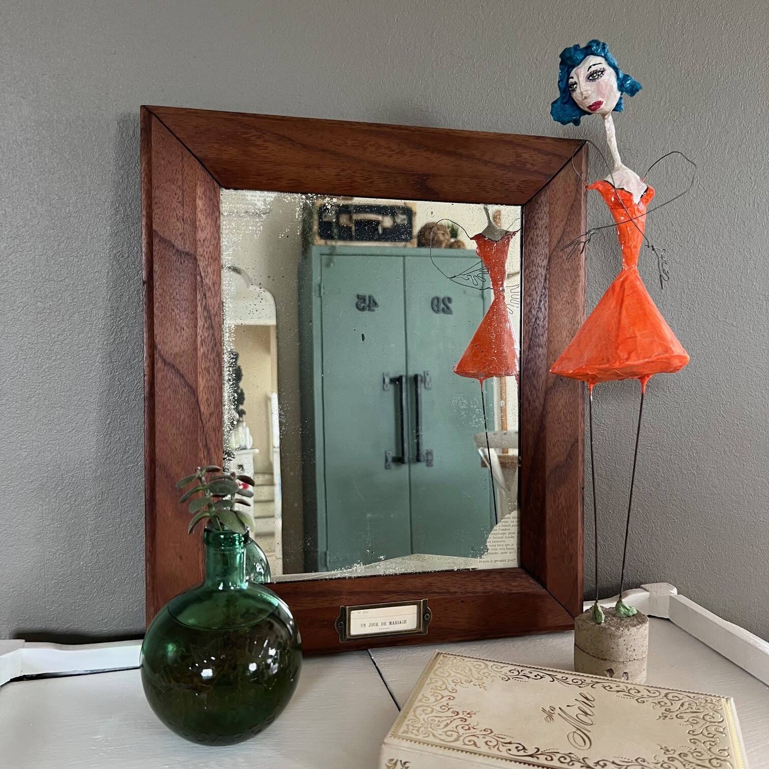 Antique wooden mirror “Wedding day”