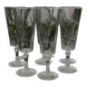 Set of 6 crystal champagne flutes.