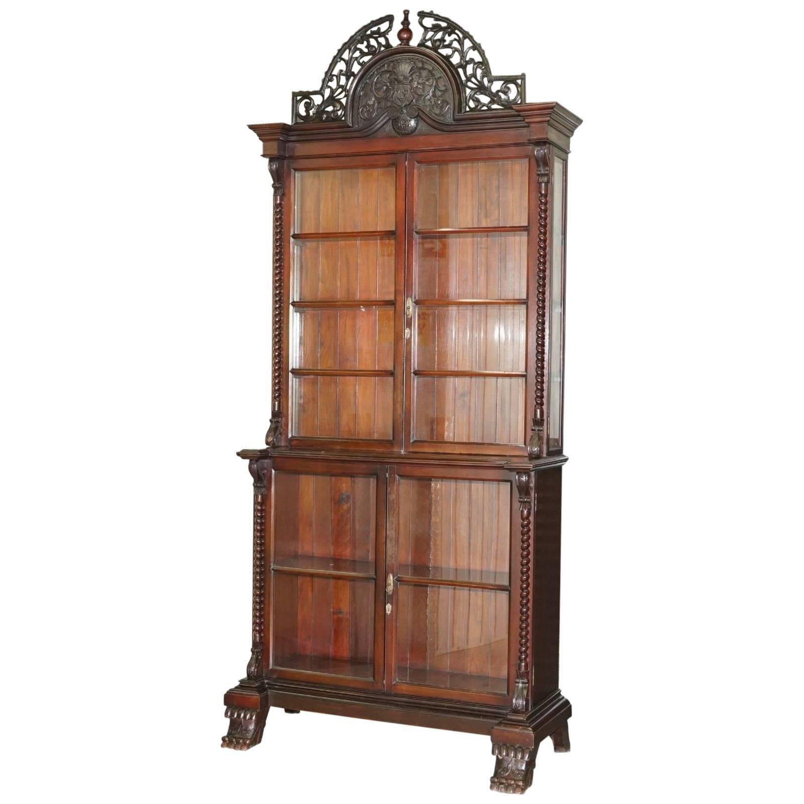 Victorian library in hand-carved hardwood