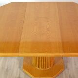 Octagonal dining table with wood and bamboo extension 1980s