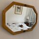 Vintage 1930s Art Deco bevelled octagonal mirror, wood and stucco - 66 x 45 cm