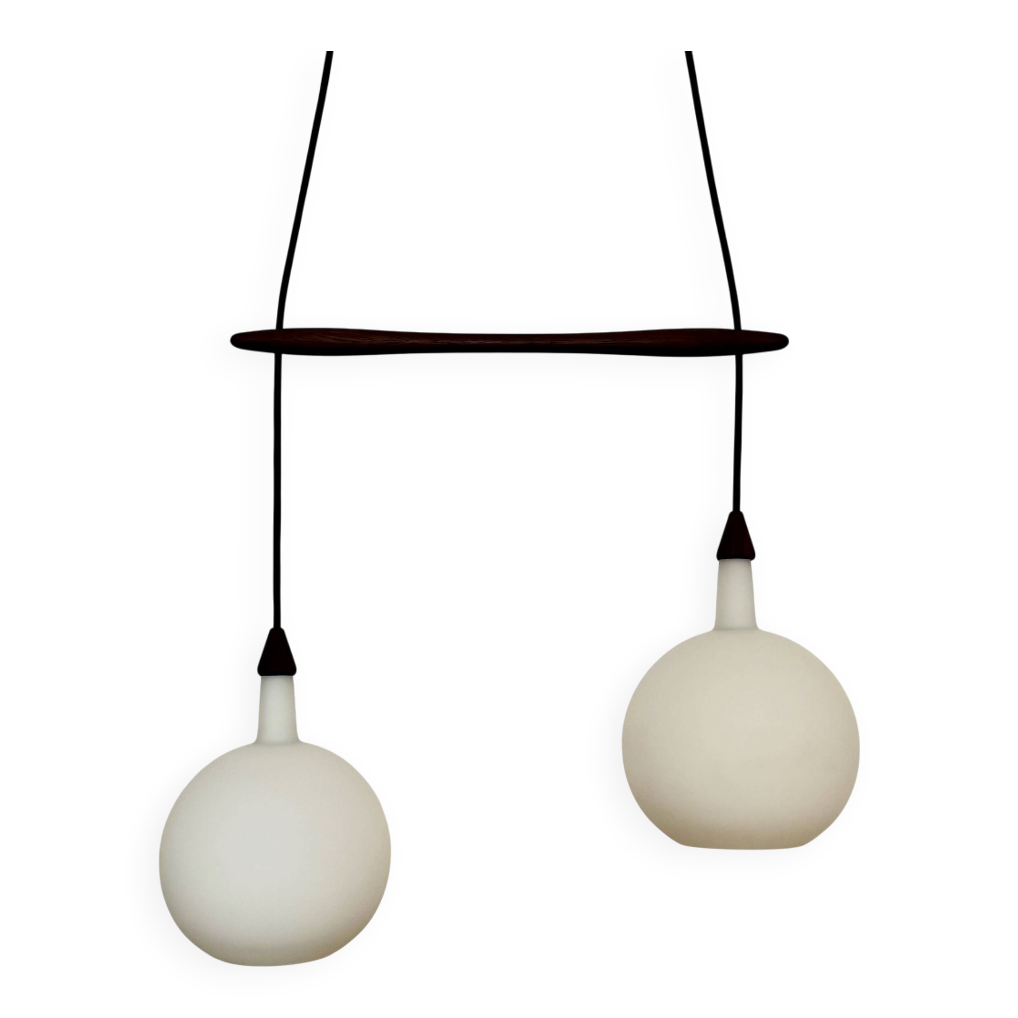 Danish Opaline and Teak Cascading Lamp by Nordisk Solar