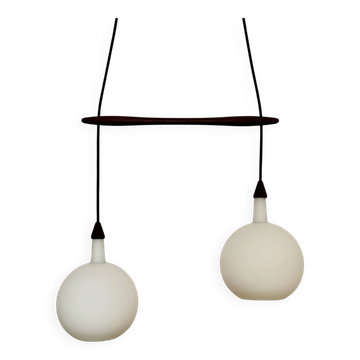 Danish Opaline and Teak Cascading Lamp by Nordisk Solar