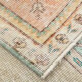 6x10 Peach Beige & Green Soft Wool Vintage Rug, 201x308Cm SK 5621