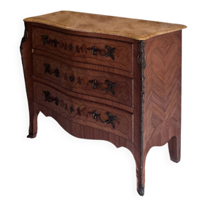 Commode galbée style - marqueterie marbre