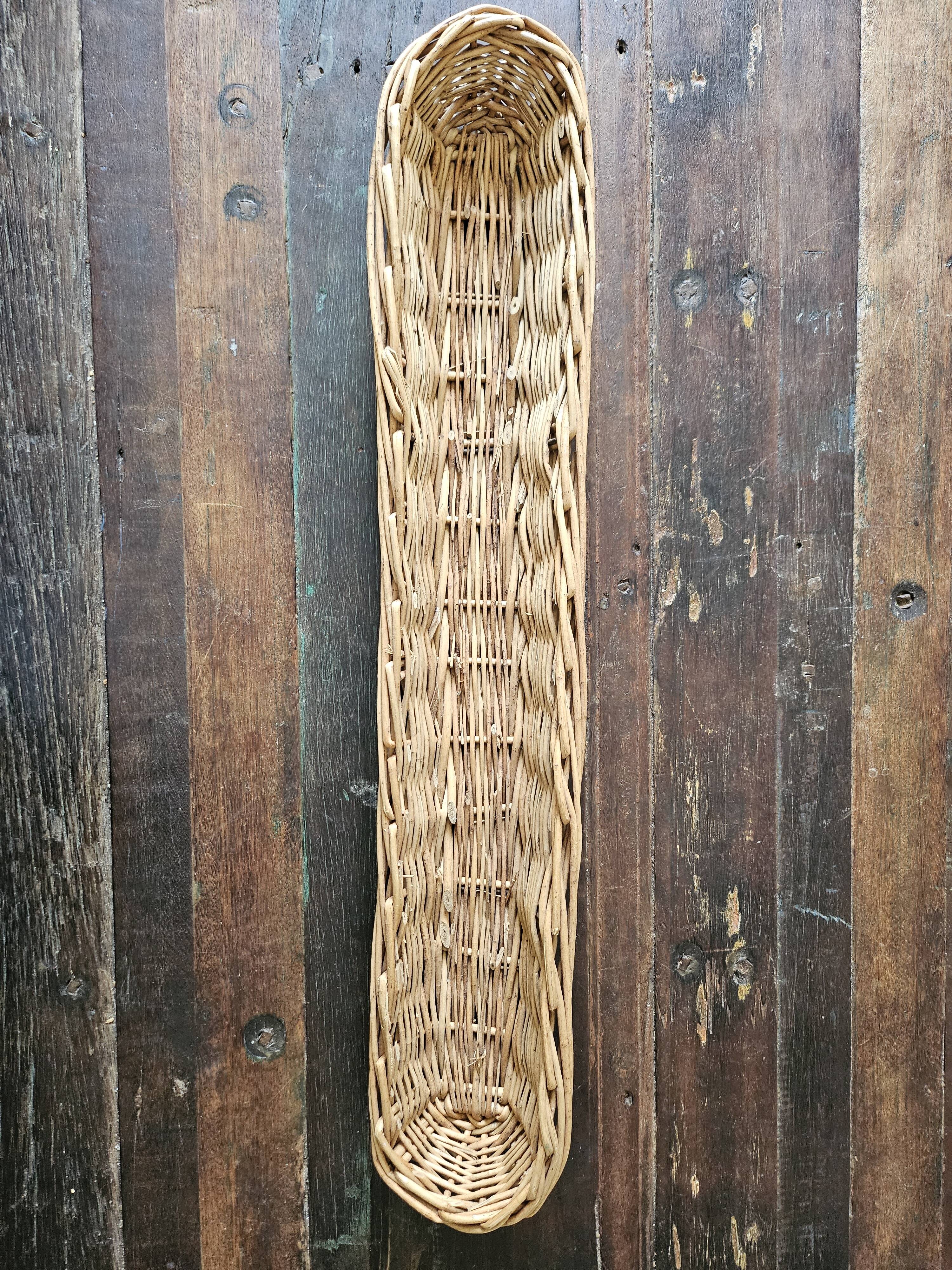 Panière boulanger vintage en osier tressé