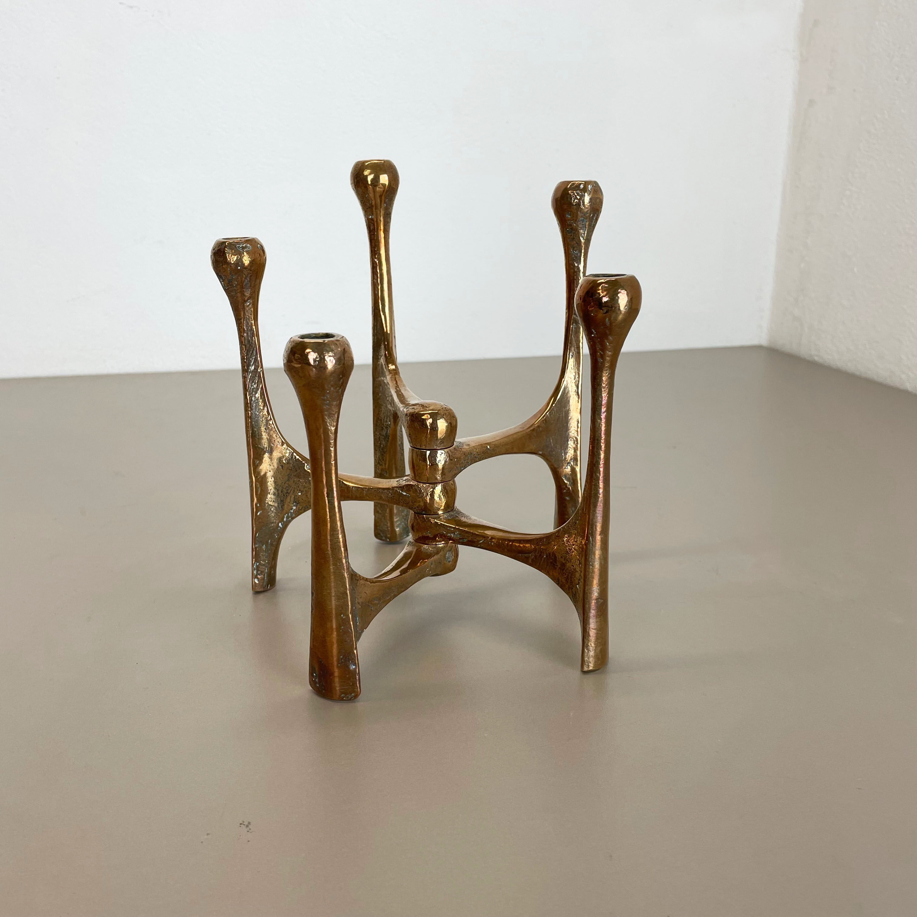 Midcentury Brutalist Bronze Candleholder by Michael Harjes, Germany, 1960s