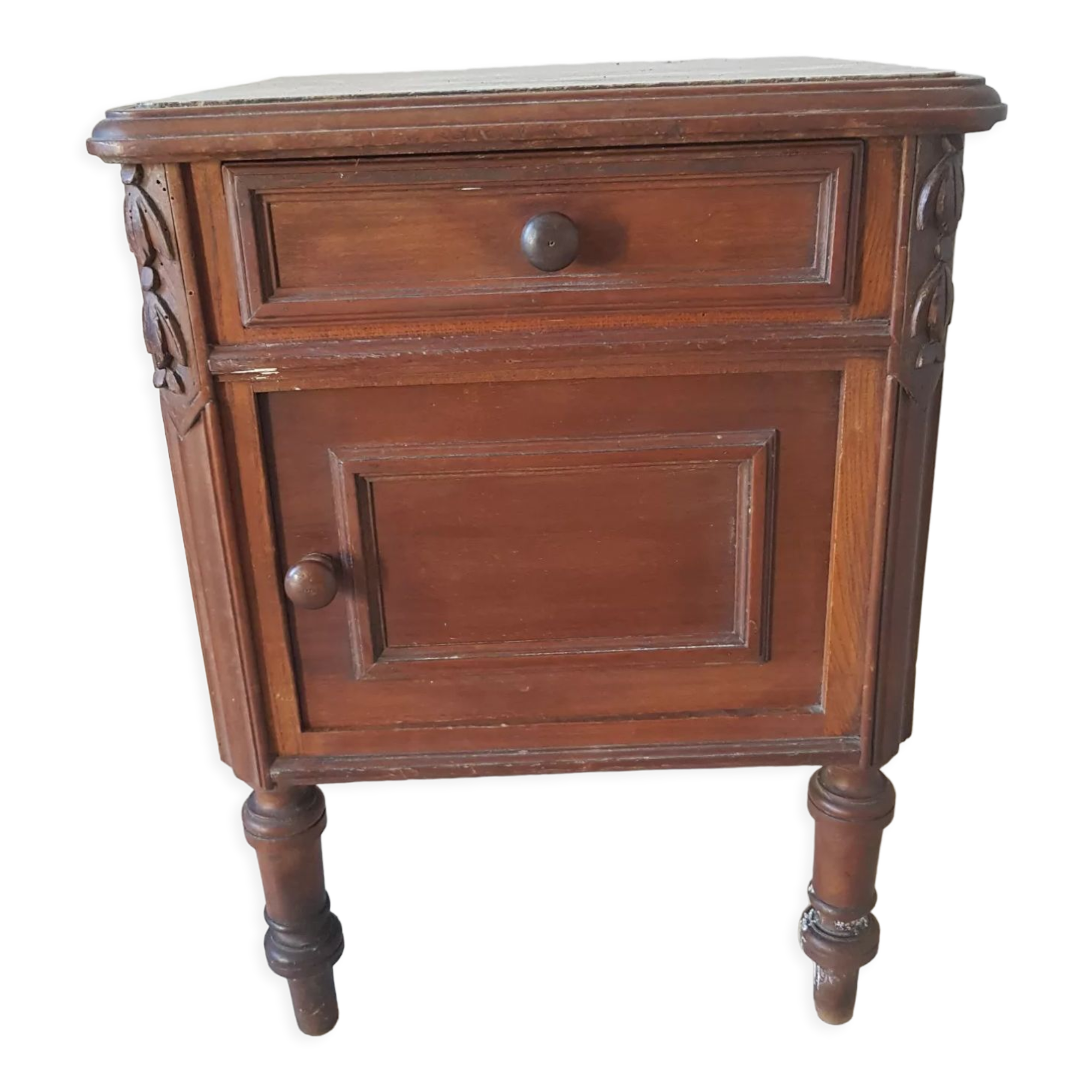 TABLE DE CHEVET ART DÉCO - BOIS MARRON - 61X35X45 CM - ADULTE - OCCASION