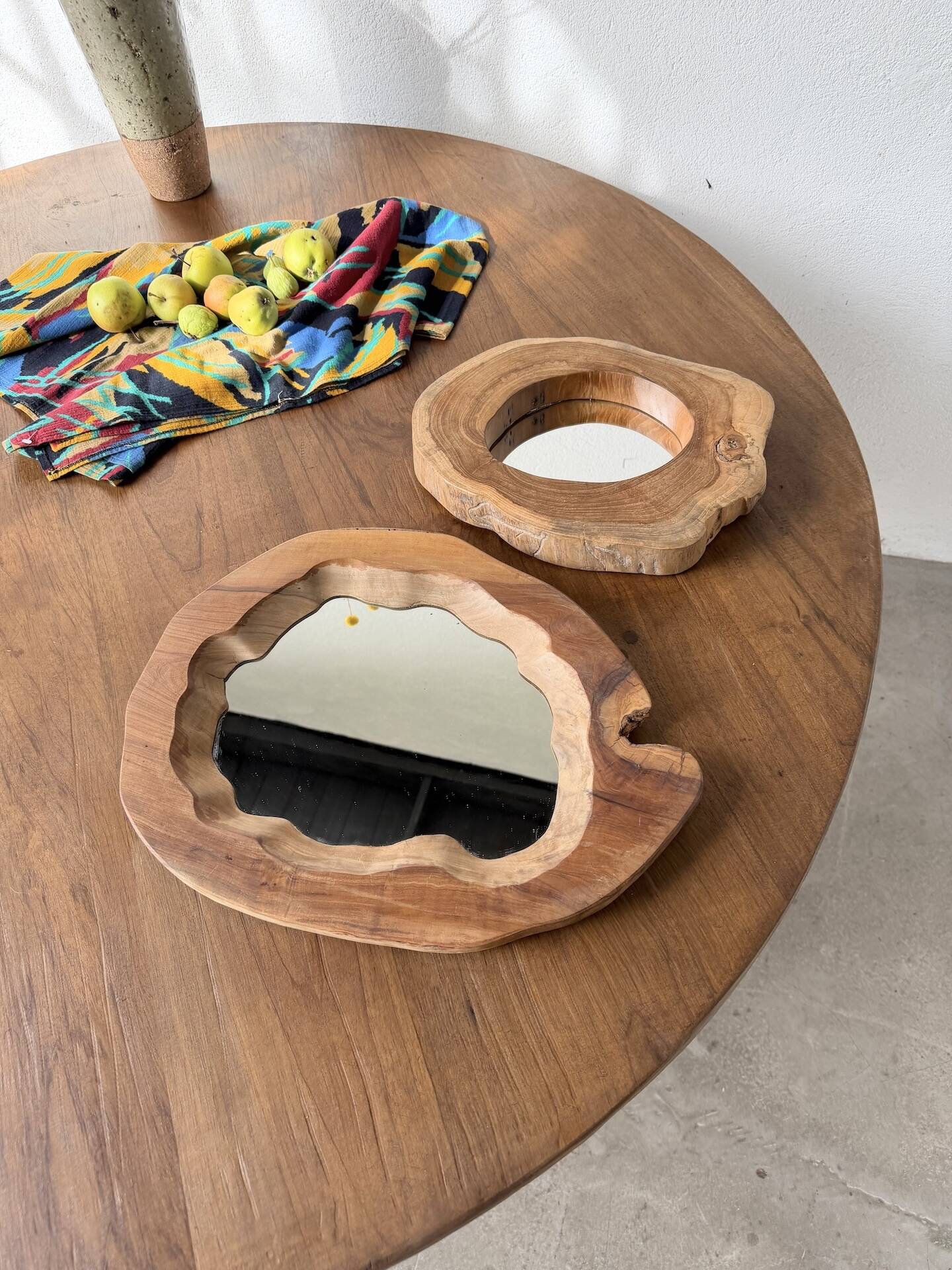 Set of 2 organic brutalist mirrors wood 1950s
