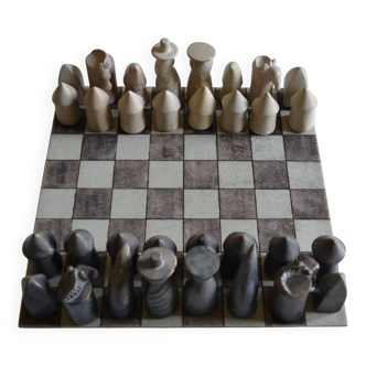 Jeu d'échecs en stéatite ( pierre de savon ) fait main / Soap stone chess