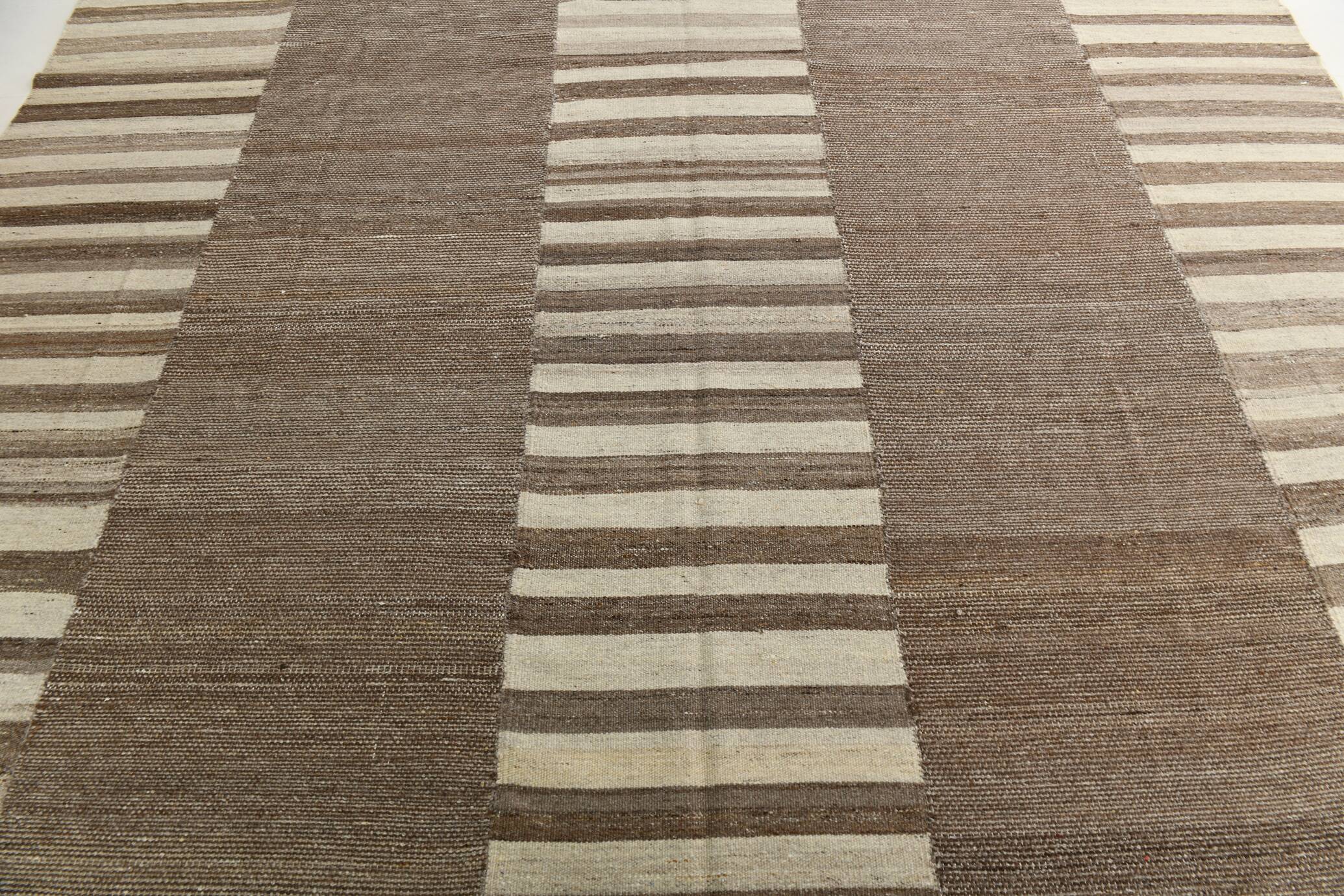 Beige Brown Oversize Vintage Kilim Rug, 322x388Cm
