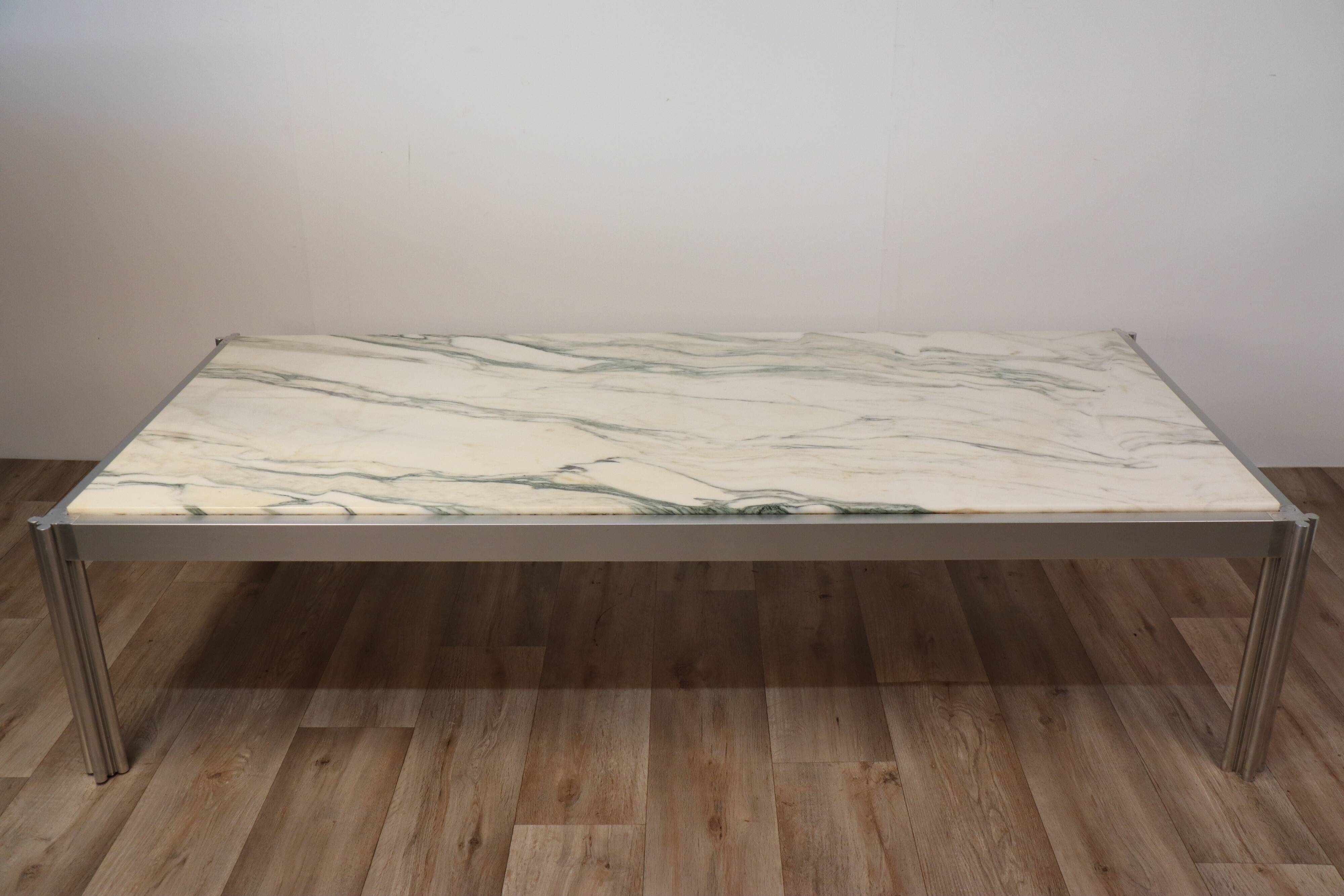 Table basse de Georges Ciancimino en marbre et aluminium, 1970