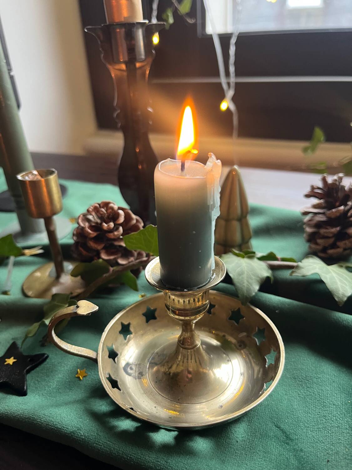 Brass cellar rat candlestick