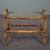 Dutch Design rattan side table with cloud glass top