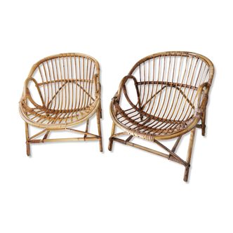 2 rattan basket chairs