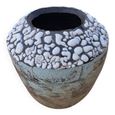 Superb vintage Brutalist round vase signed