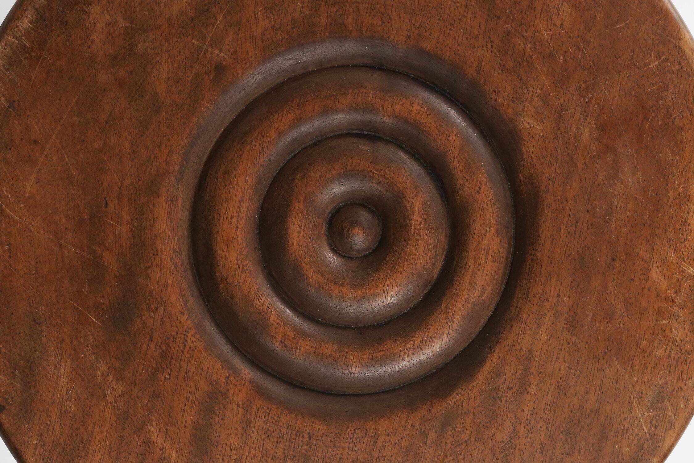 Vintage Brutalist low oak Stool, Belgium 1960s