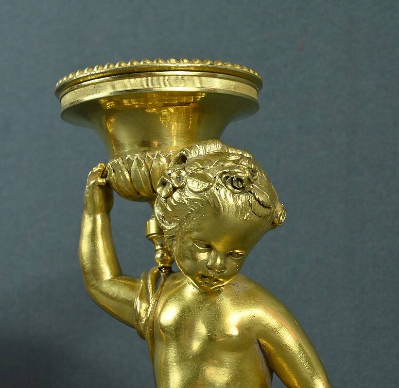 Pair of Gilt Bronze Candlesticks, Louis XVI Style – Mid 19th Century
