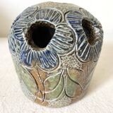 Flowerpot and flower pick, salt pottery, 1970s