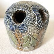 Cache pot et pique fleurs , poterie au sel , années 70