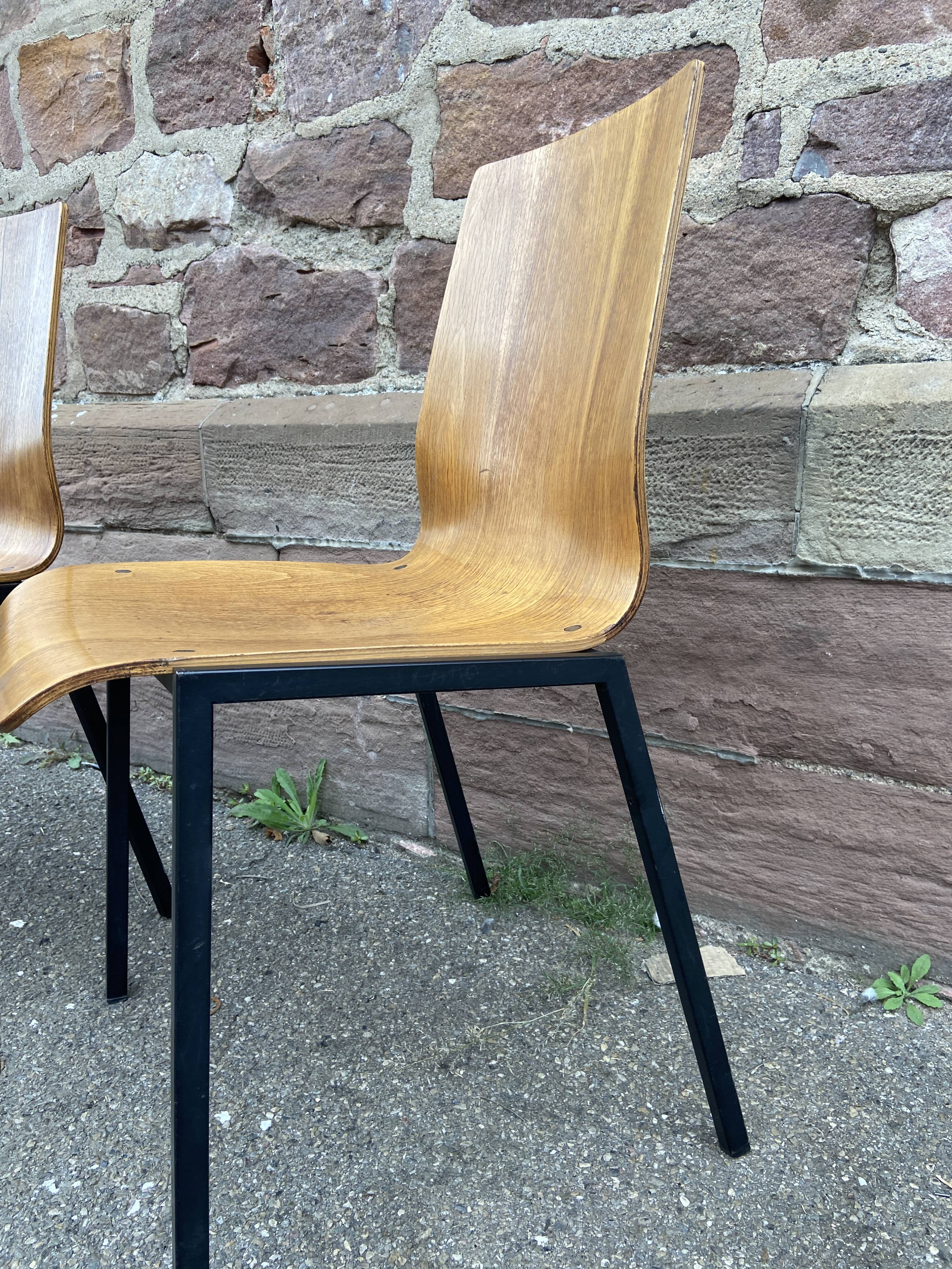 Suite of 4 chairs design Drabert Germany 1970 Scandinavian vintage