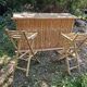 Bamboo bar and 2 vintage stools