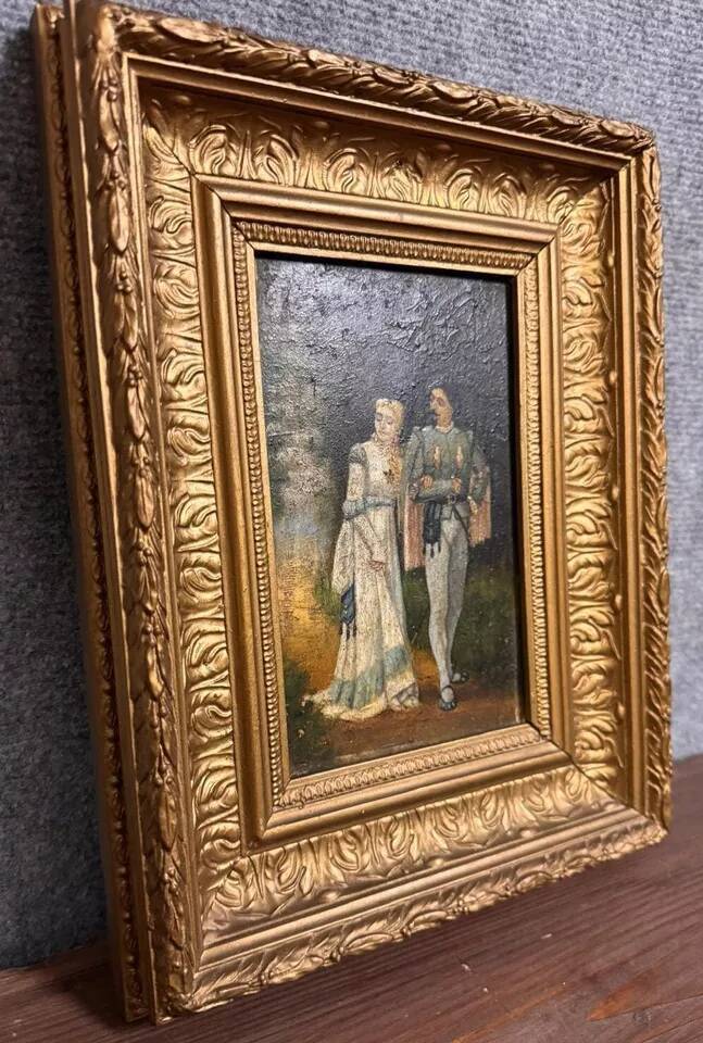 Spanish school painting, oil on panel, 19th century, signed