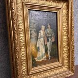 Tableau école Espagnole huile sur panneau époque XIXe signé