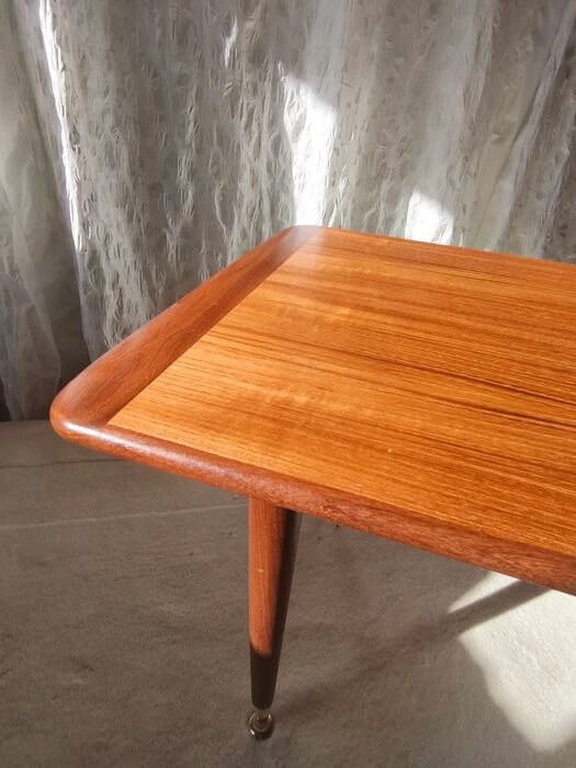 Mid-century modern teak coffee table with brass feet, Sweden circa 1960