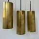 Set of 3 vintage pendant lights in solid brass, France 1960s