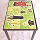 Children's coffee table, 70s with naïve drawing on ceramics, iron frame