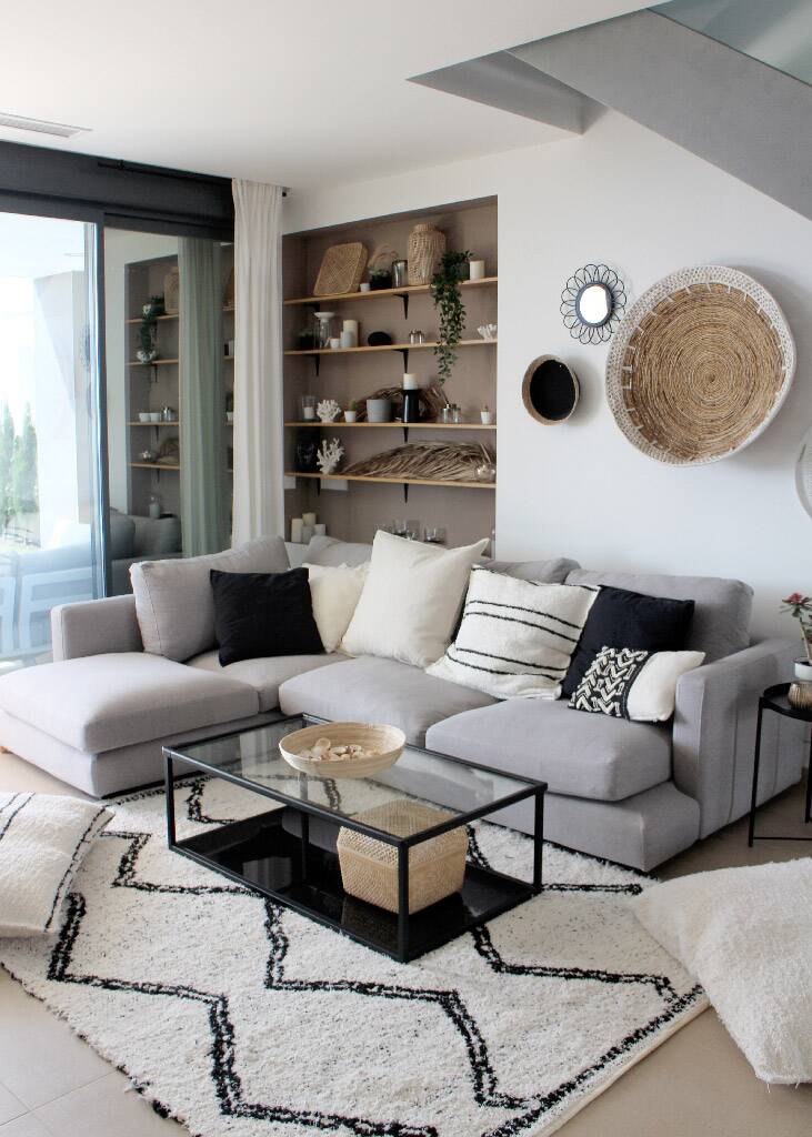 Reversible rug - hand-woven recycled cotton - 170 x 240 cm