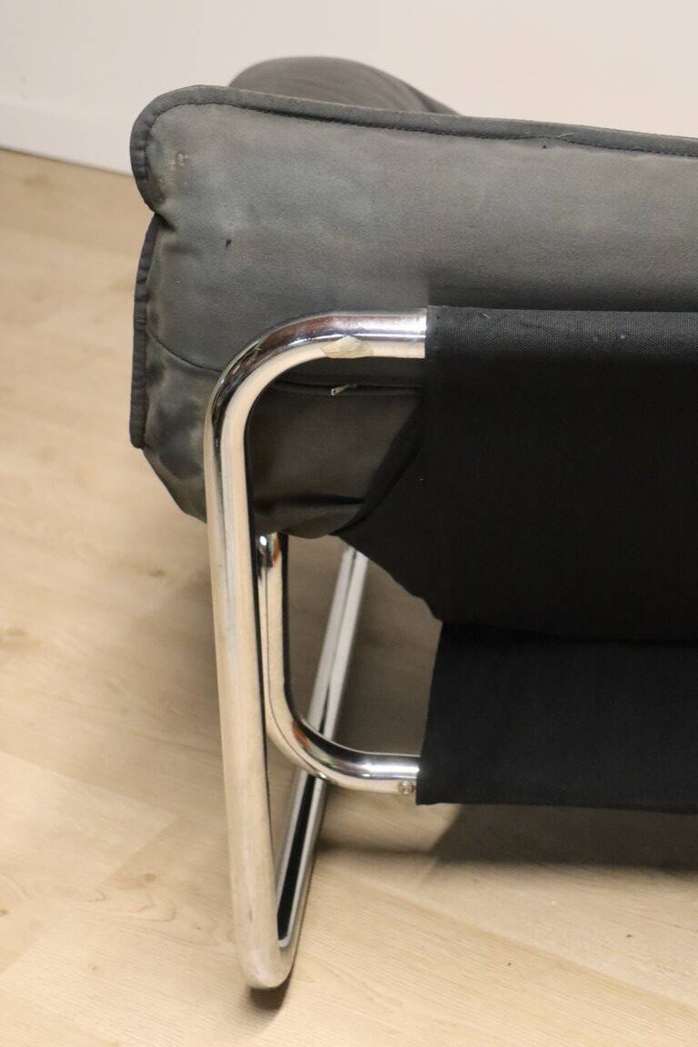 Vintage sofa by Johan Bertil Häggström for Ikéa in leather and chrome metal, 1970s