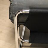 Vintage sofa by Johan Bertil Häggström for Ikéa in leather and chrome metal, 1970s