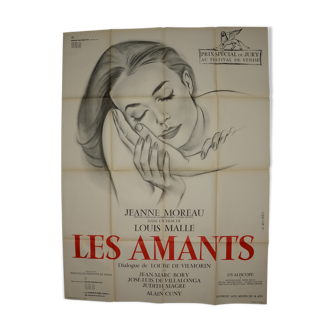 Affiche originale cinéma "Les Amants" de 1958 Jeanne Moreau