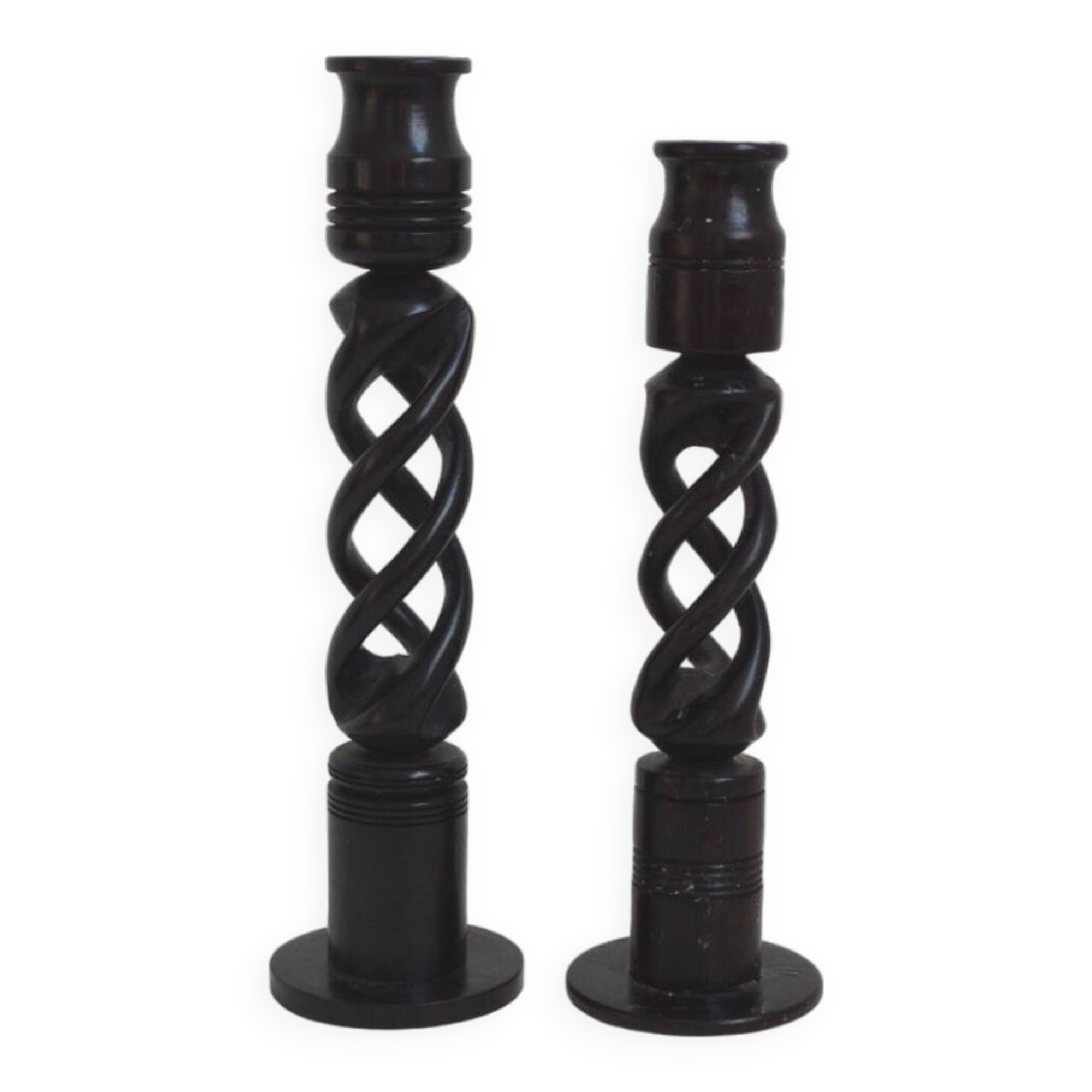 Twisted ebony candle holder
