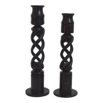 Twisted ebony candle holder