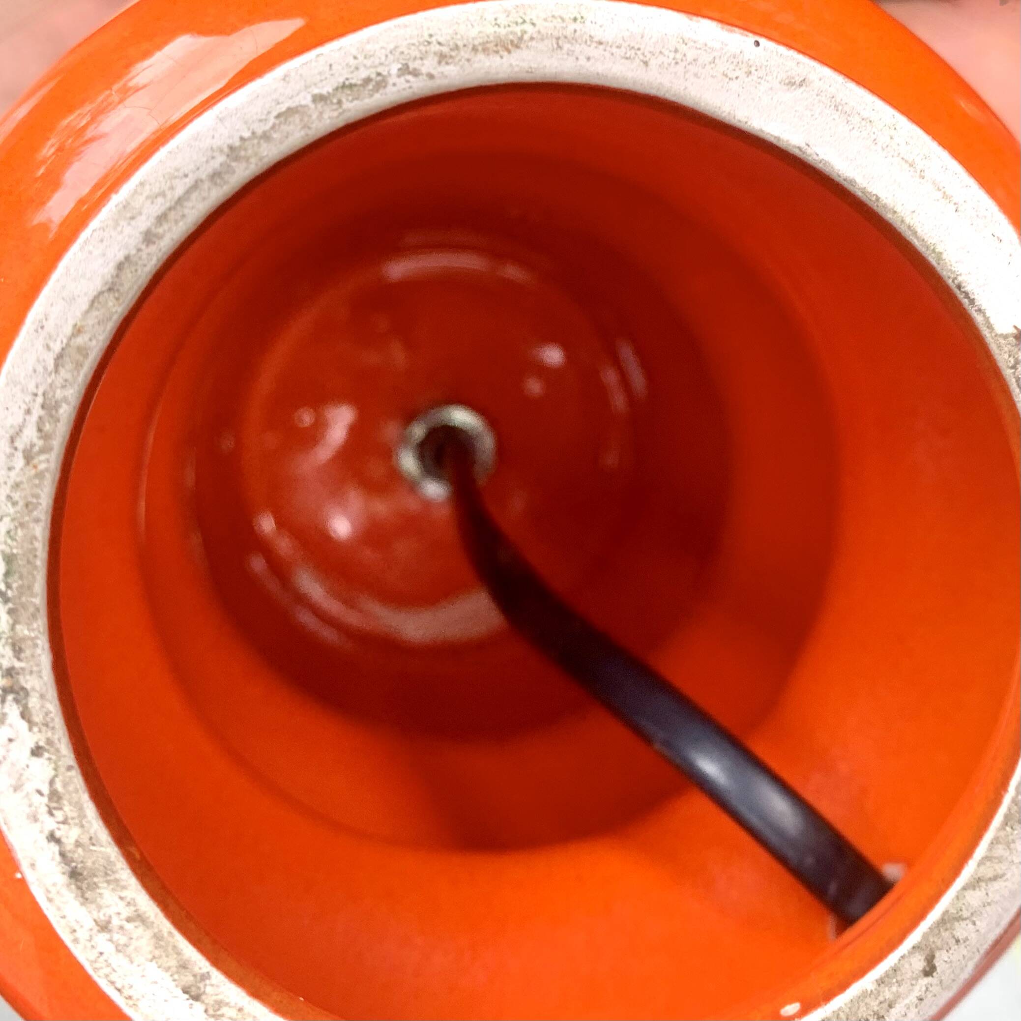 Orange glazed ceramic lamp base - 1970s