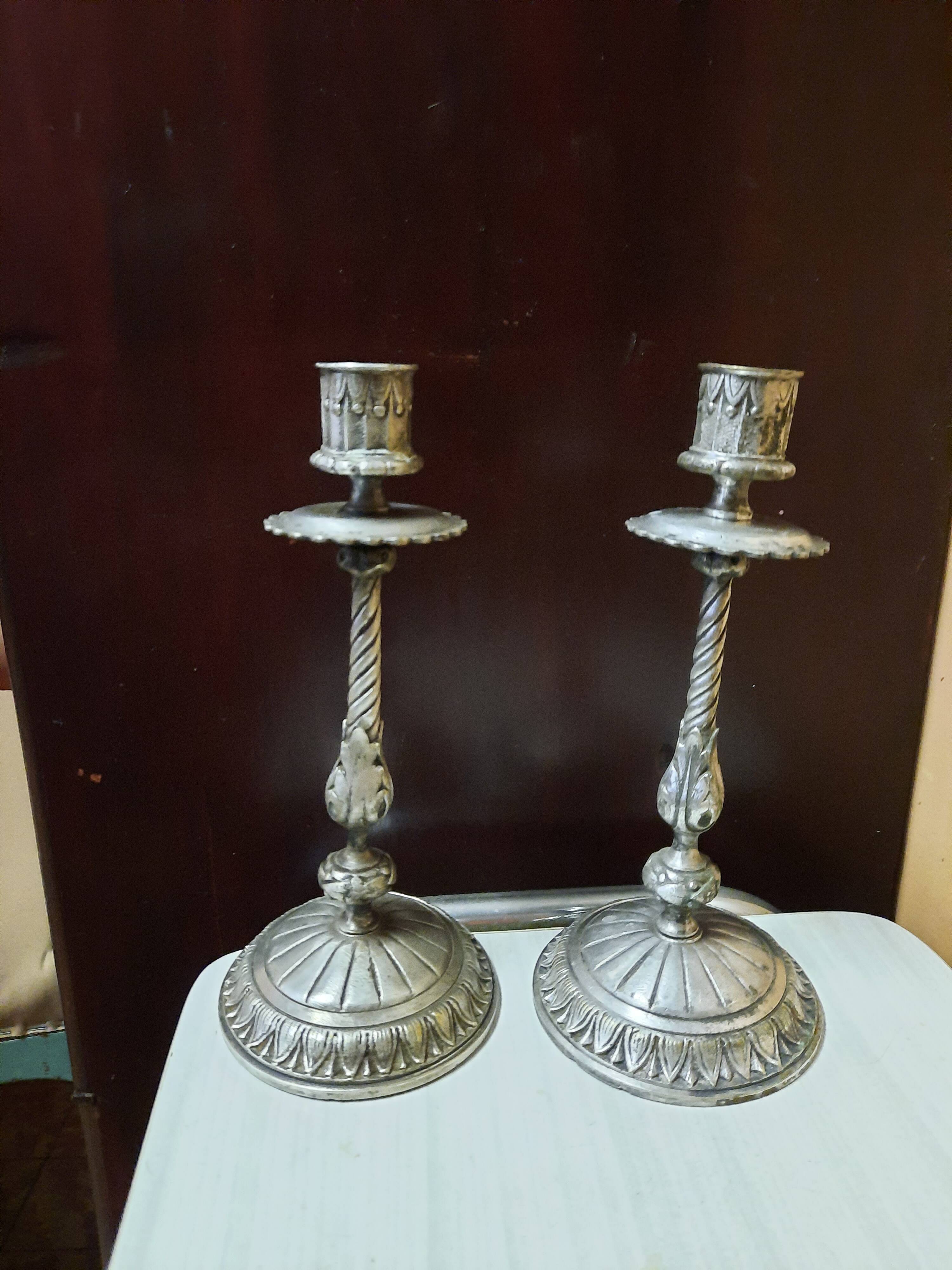 Pair of silver candle holders