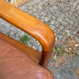 HS Denmark sofa in leather and teak from the 60s