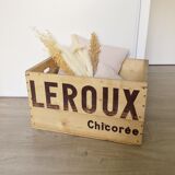 Caisse vintage en bois chicorée Leroux