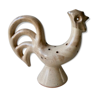 Pique-fleur, coq en céramique, signé Les grottes Dieulefit, hauteur 32 cm