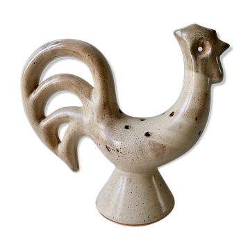 Pique-fleur, coq en céramique, signé Les grottes Dieulefit, hauteur 32 cm